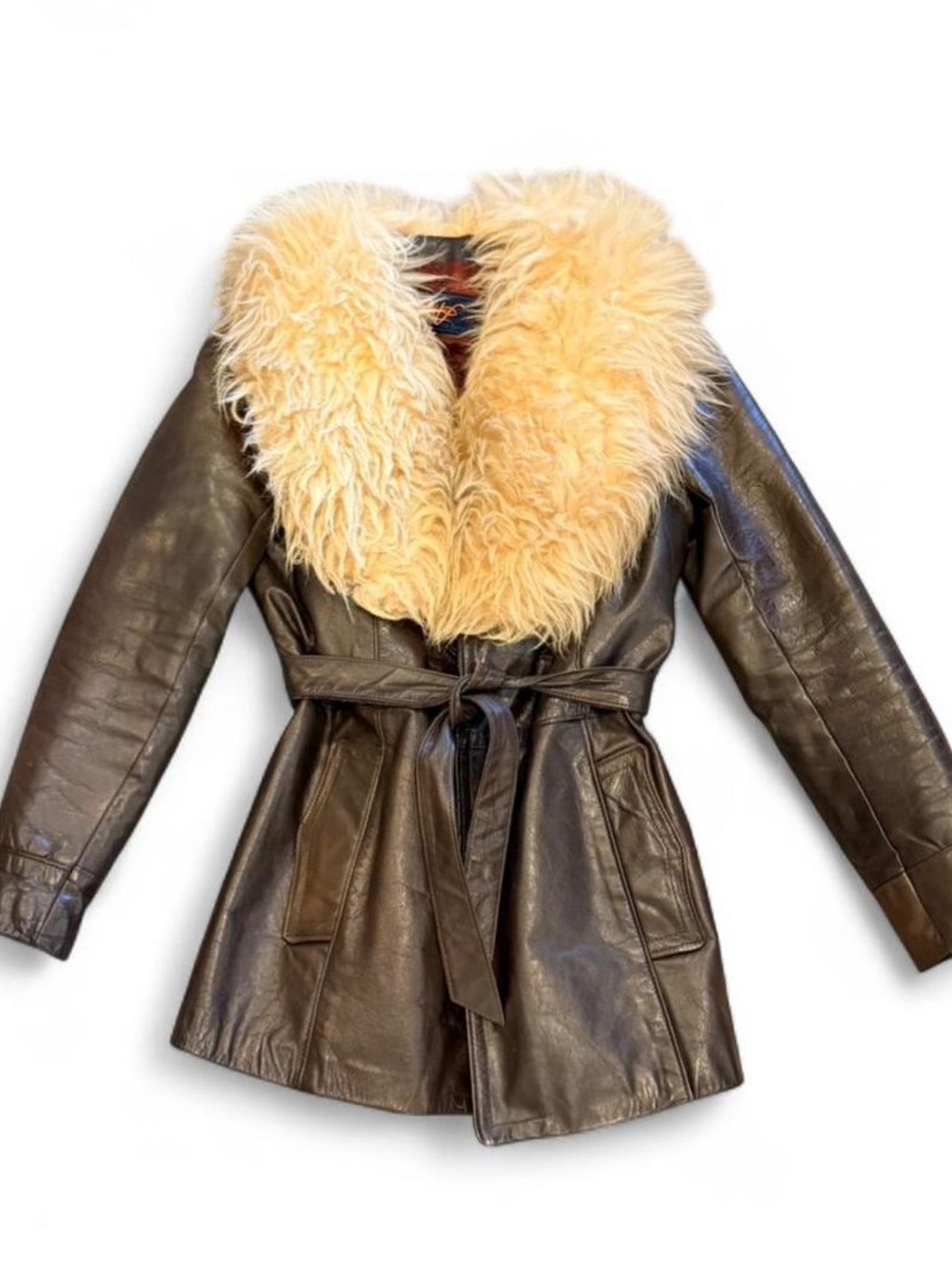 VINTAGE 1970’s leather shearling penny lane jacket